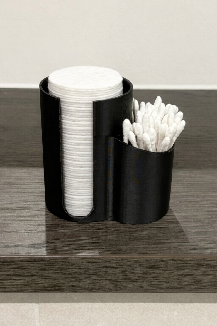 Bathroom Cotton Pad & Q-Tip Holder - Minimalist Organiser